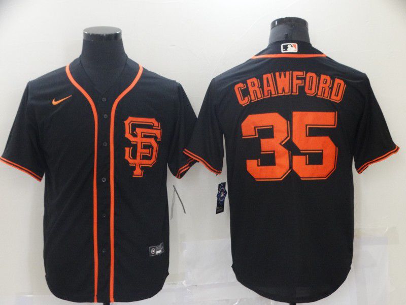 Men San Francisco Giants 35 Crawford Black Game 2021 Nike MLB Jersey